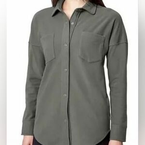 Mondetta Women's Sage Green Cozy Button Up Shirt. SKU C17